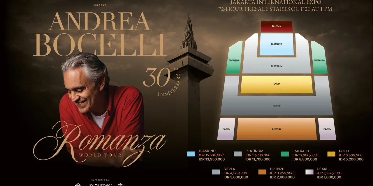 Presale Tiket Konser Andrea Bocelli Di Indonesia Resmi Dibuka